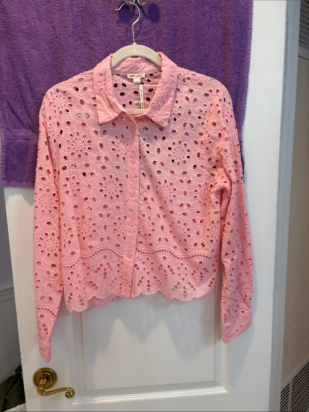 NWT Ultra Pink Pink Eyelet Button-Down Shirt